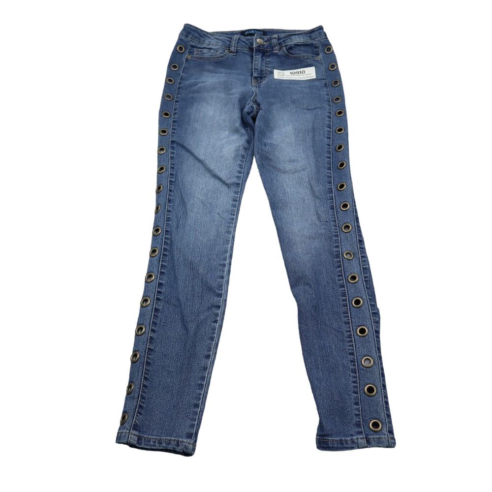 Blue Spice Jeans Pants Womens 3/4 Blue Denim Casual Preppy Skinny Lace Up